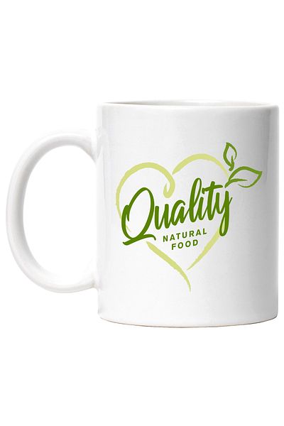 StoryGift Romania Cana Cu Mesaj In Engleza Quality Natural Food, Mancare Bio, Frunze, Inima, Calit, Cu ,stg