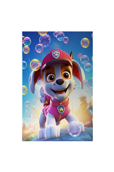StoryGift Romania Tablou Canvas: Cățel Personaj Patrula Secretă Cu Costum Roz Și Baloane De Săpun-fotografie Ani