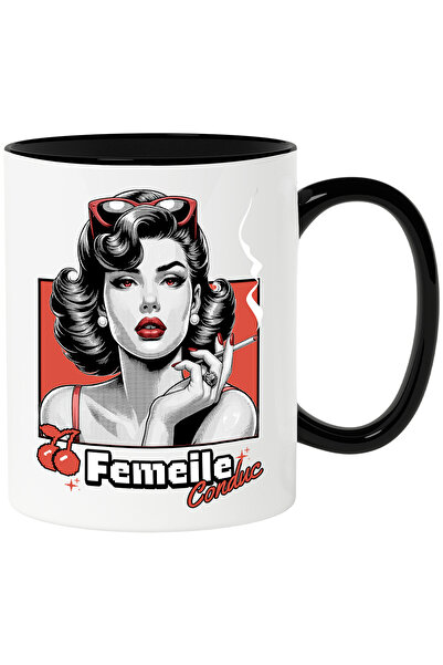 StoryGift Romania Cana Fata Retro Cu Buze Rosii Si Ochelari Text Motivational...