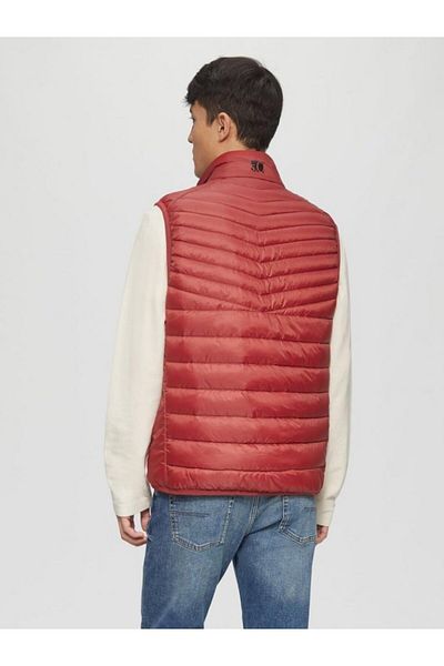 s.Oliver Men's hooded quilted vest, Regular fit, Red, S