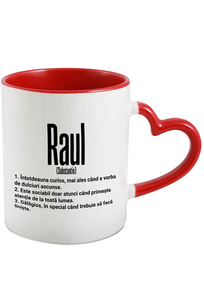 StoryGift Romania Cana Cu Numele Raul, Cu Mesaj Amuzant, Curios, Sociabil, Ga...