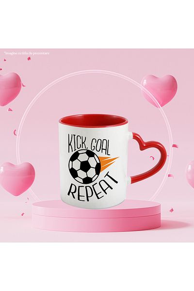 StoryGift Romania Mug With Message In English Kick Goal Repeat, Sport, Ball, Football, Multicolor 33, With ,STG