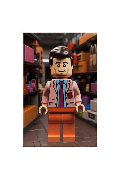 StoryGift Romania Canvas Print: Lego Store Manager Checking Product Placement Being Involved and Passionate