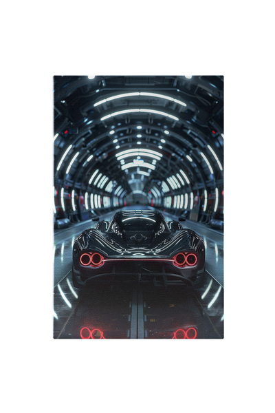 StoryGift Romania Tablou Canvas: Mașina Sport În Tunelul Cu Lumini Reflectate Pista Pregătită De Decolare Pictura