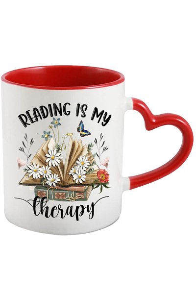 StoryGift Romania Cana Cu O Carte Deschisa Cu Mesajul "reading Is My Therapy"...