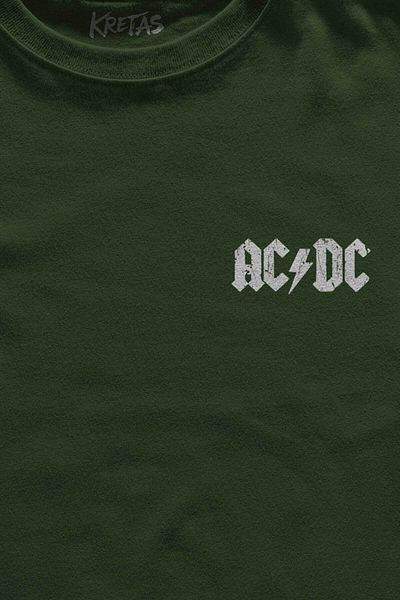 Kretas Μπλουζάκι Unisex Χακί AC DC Μπλουζάκι με μίνιμαλ μπροστινό τύπωμα μουσικής ροκ μουσικής