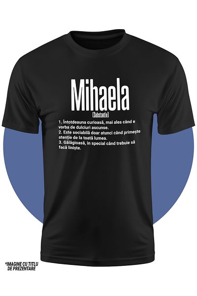 StoryGift Romania Tricou Copii Fete Cu Numele Mihaela, si Mesaj Amuzant, Curioasa, Sociabila, Galagioas,STG