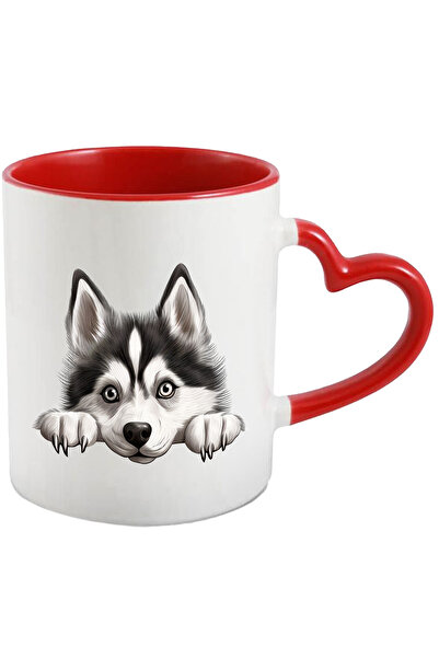 StoryGift Romania Cana Cu Un Catel Malamut De Alaska | Ilustratie | Gheare | Labute | Alb Si Negru, Cu ,stg