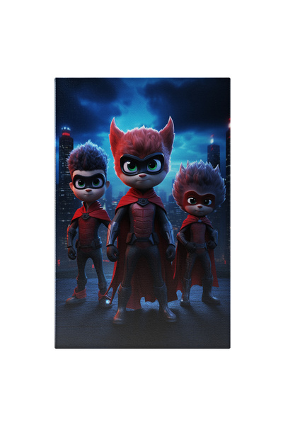 StoryGift Romania Tablou Canvas: Super-eroi Costumați În Roșu Deasupra Orașul...