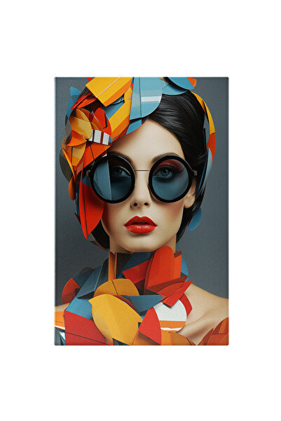 StoryGift Romania Tablou Canvas: Femeie Cu Ochelari - Tinuta Mai Ciudata Abst...