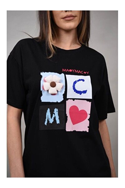 Cocco Rossa HEART FLOWER ASSOLO T-SHIRT Black M-L