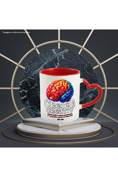 StoryGift Romania Mug Brain Creative intelligence genius mind miracle, 330ml, Ceramic with Heart Handle, With, STG