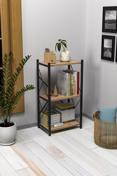 Morpanya Veni Metal Tekli Kitaplık 3 Raflı Çok Amaçlı Dosya Kitap Rafı Ofis Salon Rafı