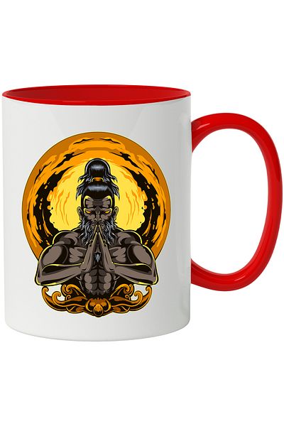 StoryGift Romania Mug With Man, Flames, Sphere, Muscle, Fantasy, Fighter, Multicolor 330 ml, Ce, Cu,STG