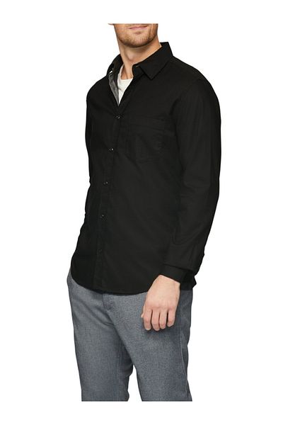 s.Oliver Men's Long-sleeved Shirt Made Of Cotton And Elastane Blend, Slim Fit, Black, 2xl
