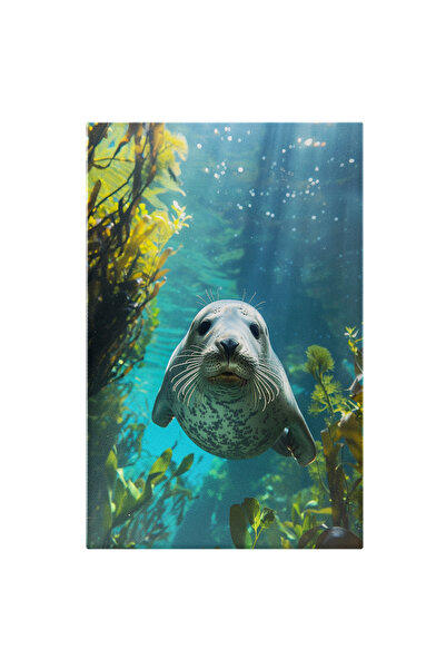 StoryGift Romania Tablou Canvas: Foca Mica Care Inoata In Ocean Cu Pete Negre...