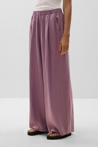 Oysho 100% linen wide-leg trousers