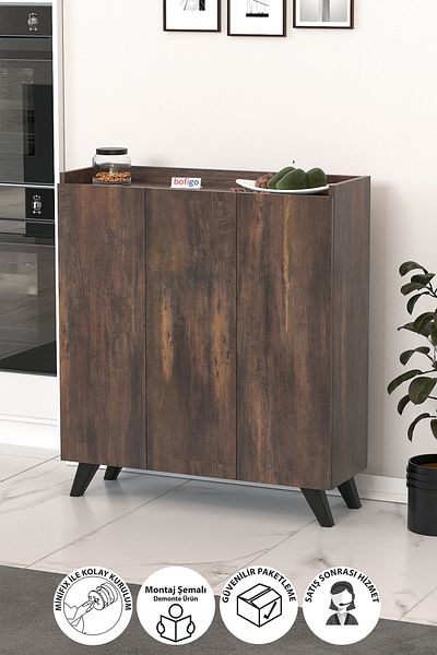Bofigo 3 Door Multi-purpose Cabinet Multi-purpose Kitchen Cabinet Bathroom Cabinet Shoe Rack Mars