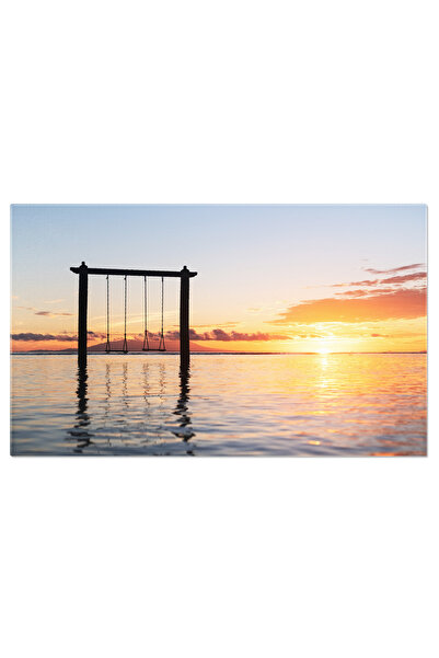 StoryGift Romania Tablou Canvas Leagan Pe Mal In Timpul Rasaritului, Leagan, Mare, Plaja, Bali, Rasarit 4417