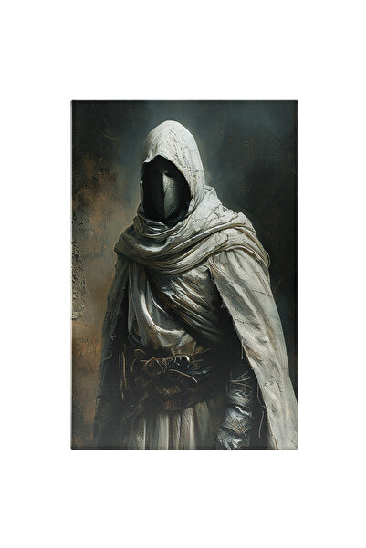 StoryGift Romania Tablou Canvas: Cavaler Cu Mască În Manta Albă Și Accesorii- Fotografie Artistică Pictura Digit