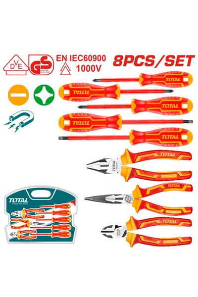 TOTAL 8pcs/set electric tool kit on card