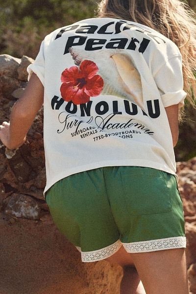 The Champ Clothing Tricou cu imprimeu Honolulu din bumbac 100% Pacific Pearl pentru femei
