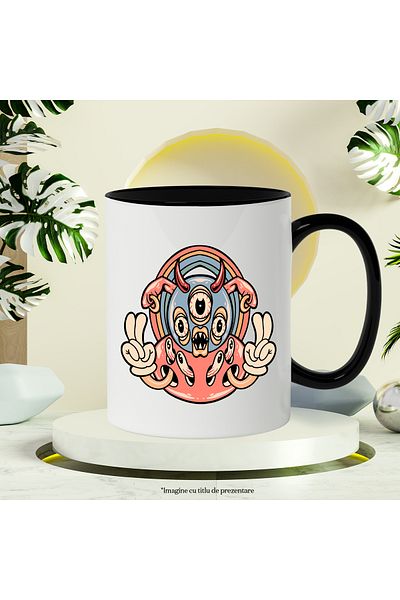 StoryGift Romania Mug With Alien, Hallucination, Eyes, Gloves, Earrings, Horns, Rainbow, Lot, With, STG
