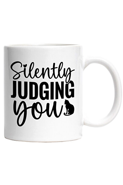StoryGift Romania Cana Cu O Pisica Si Textul "silently Judging You" - Judecandu-te In Tacere Cu Ma, Cu ,stg
