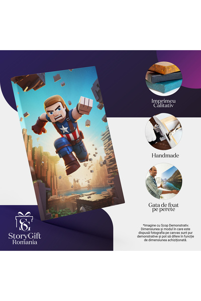 StoryGift Romania Canvas Painting: Captain America Flying Minecraft Character Clear Sky Video Games Digital Painting