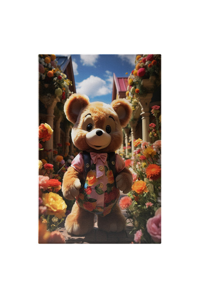 StoryGift Romania Tablou Canvas: Ursuletul Teddy In Bluza Florala Cu Ghiozdan...