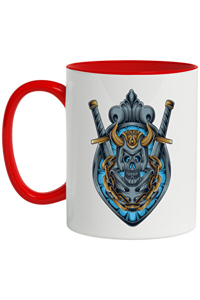 StoryGift Romania Cana Cu Craniu, Coif, Sabie, Lant, Schelet, Emblema, Fantas...