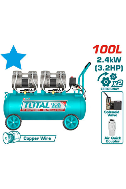 TOTAL ضاغط هواء 100l 3.2hp محركين