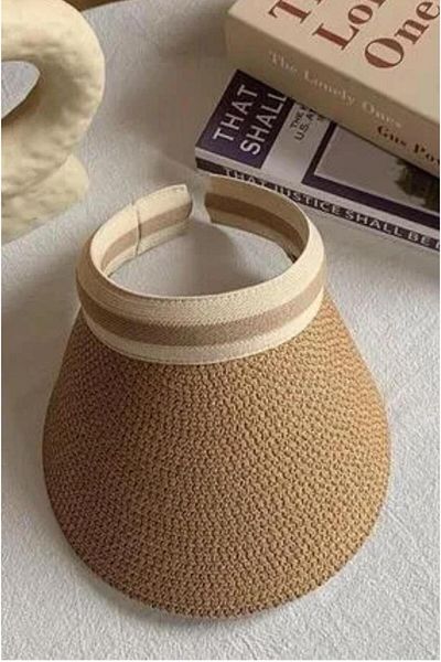 Saten Natural Straw Visor Hat Tennis and Beach Hat