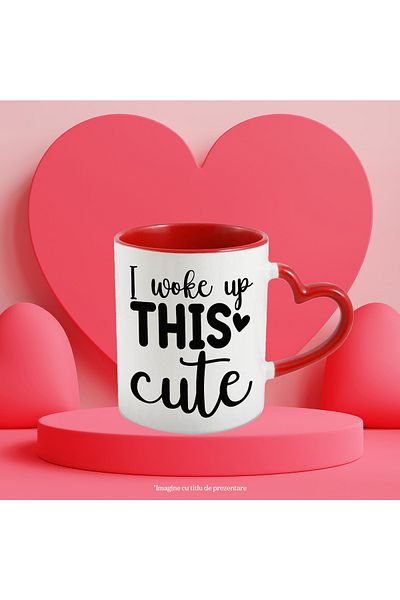 StoryGift Romania Heart mug for those who woke up so cute with Heart Handle Ro, Cu, STG