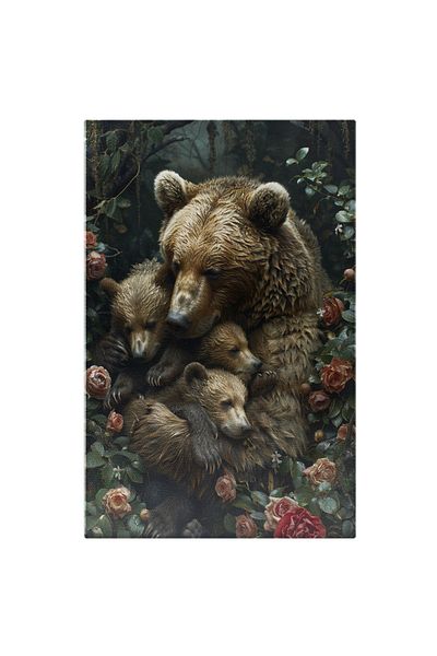 StoryGift Romania Tablou Canvas Dragostea Necondiționată A Ursului Mamă Față De Puii Ei Strânși În Brațe , Pictur