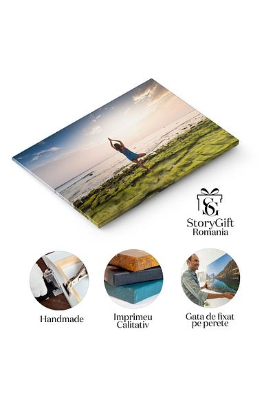 StoryGift Romania Tablou Canvas Yoga Pe Plaja - Armonie, Relaxare Si Echilibru