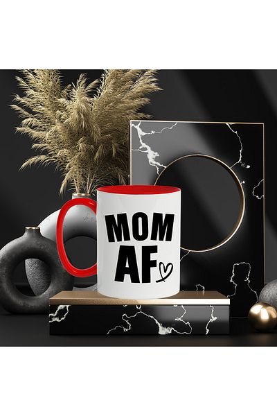 StoryGift Romania Heart mug for loved and appreciated mothers with the message "Mom af" with Handle, With, STG