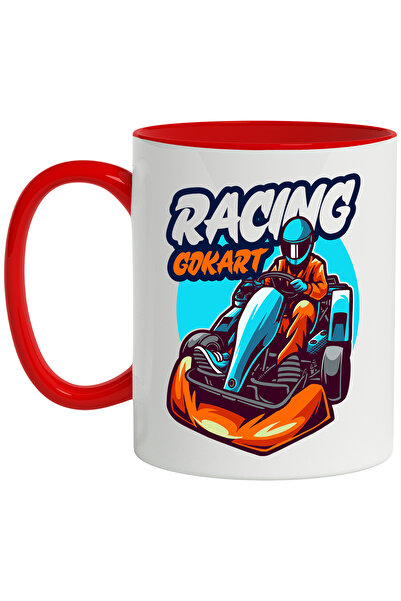 StoryGift Romania Cana Cu Mesaj In Engleza Racing Gokart, Masina, Sofer, Casca, Multicolor 330 Ml,, Cu ,stg
