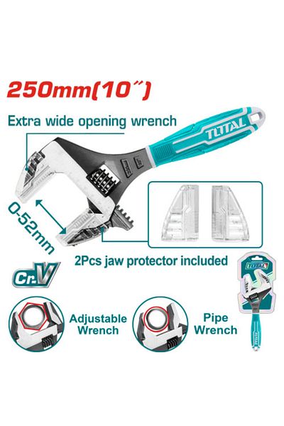 TOTAL 10" Short Rubber Handle Wrench