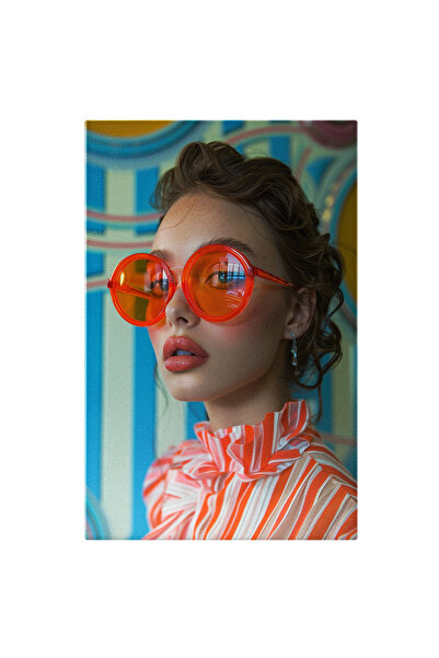 StoryGift Romania Tablou Canvas: Expresie Strălucitoare A Tinereții Feminine -raze De Lumină În Ochelarii Portoca