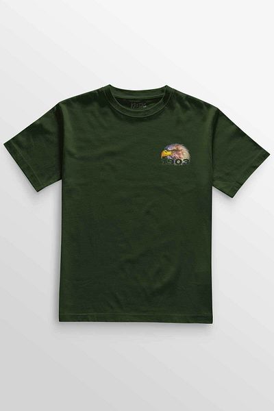 Kretas Μπλουζάκι Unisex Χακί Μπλουζάκι Black Eagle Eagle Head Minimal μπλουζάκι με στάμπα μπροστά