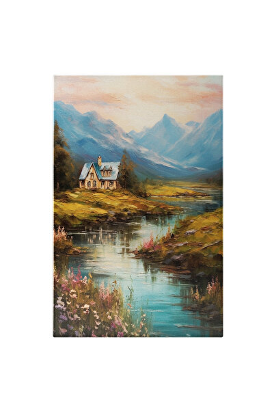 StoryGift Romania Tablou Canvas: Pictura Cu Un Peisaj De Poveste - Casa Munti...