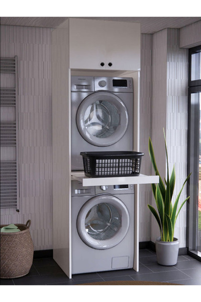 DOĞSAN MOBİLYA Çamaşır-kurutma Makine Dolabı Beyaz Mdflam