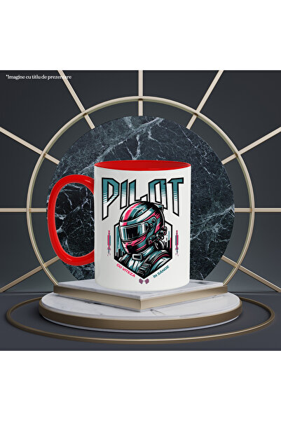 StoryGift Romania Racing car pilot speed lover mug, 330ml, Ceramic with Red Handle, With Handle, STG.