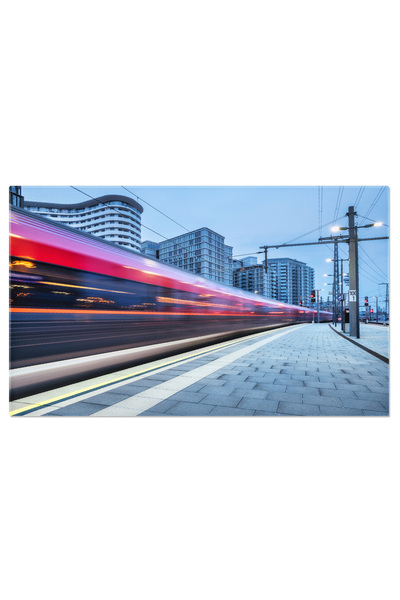 StoryGift Romania Tablou Canvas 70 X 50cm - Gara Iluminata In Oră: Cale Ferată, Noapte, Lumini, Apus 70,stg