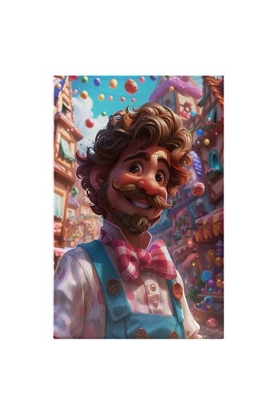 StoryGift Romania Tablou Canvas: O Aventură În Lumea Prăjiturilor Colorate Patiserul În Salopetă Albastră Pictura