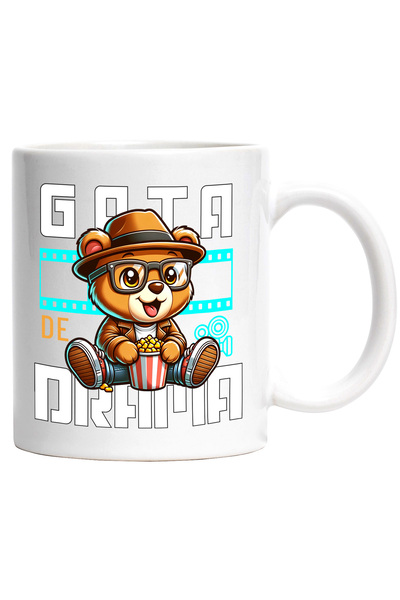 StoryGift Romania Cana Urs De Plus Text Gata De Drama Film Cinema, 330ml, Ceramic Cu Maner Alb, Cu Mane,stg