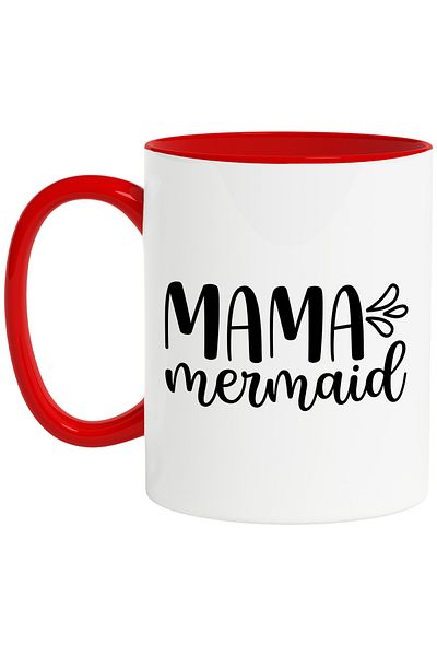 StoryGift Romania Cana Pentru Mame Iubite Cu Mesajul "mama Mermaid" - Mama Sirena Cu Maner Rosu, Cu Man,stg