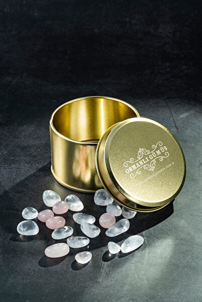 OSMANLI GÜMÜŞ Bakır Bileklik İçin Metal Kutu Ve Doğal Kuvars Taşı