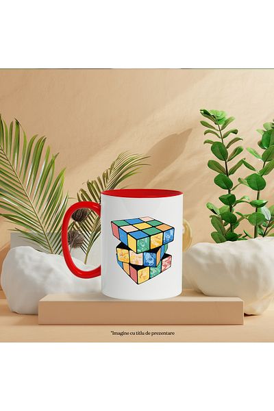 StoryGift Romania Abstract Art Mug, Rubik's Cube, Windows, Beach, Gym, Multicolor 330 ml, Wax, With ,STG